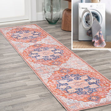 Maris Ornate Medallion Washable Area Rug